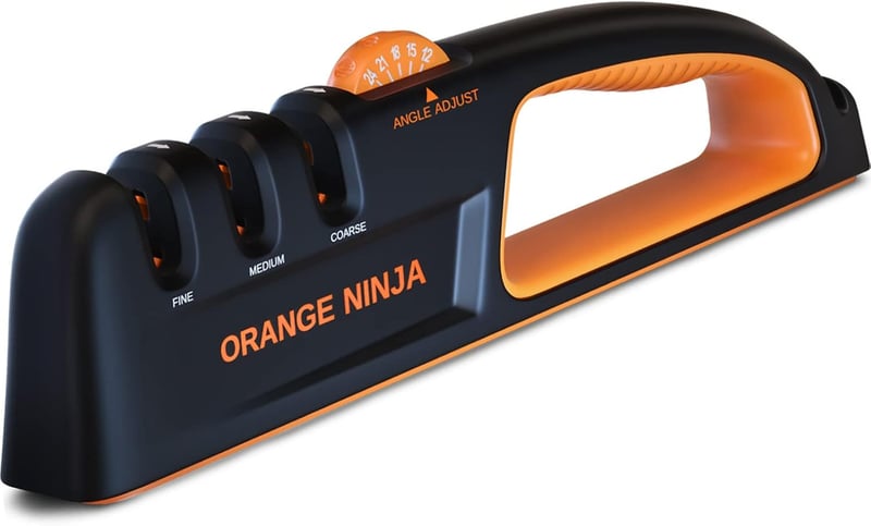 Orange Ninja Knife Sharpener - Premium Handheld with 5 Angles