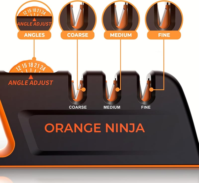 Orange Ninja Knife Sharpener - Premium Handheld with 5 Angles