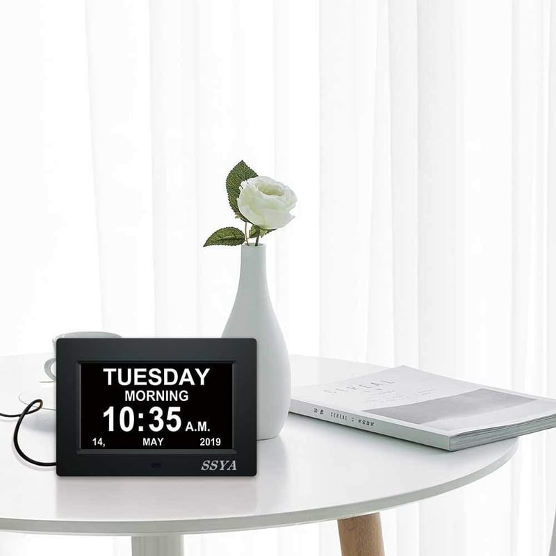 7-Inch Digital Clock with 12 Alarms & Auto Dimming