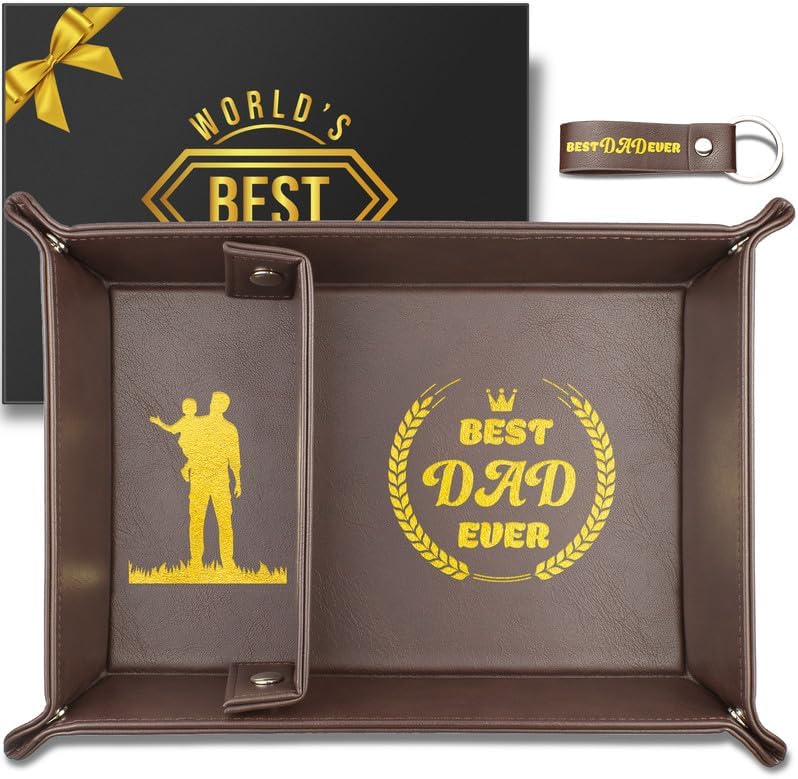 Intimate Birthday Gifts for Dad: PU Leather Valet Tray & Keychain Set