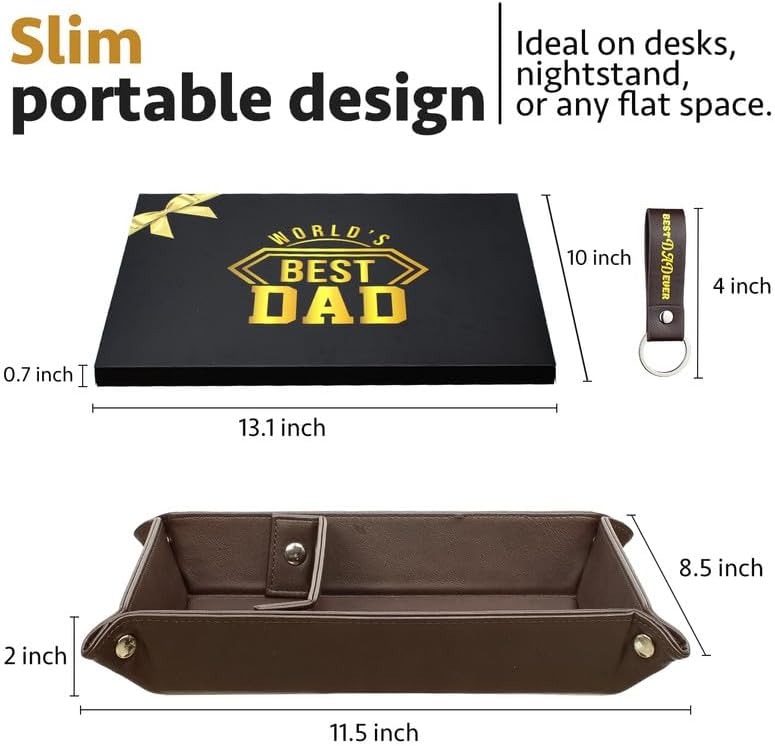 Intimate Birthday Gifts for Dad: PU Leather Valet Tray & Keychain Set