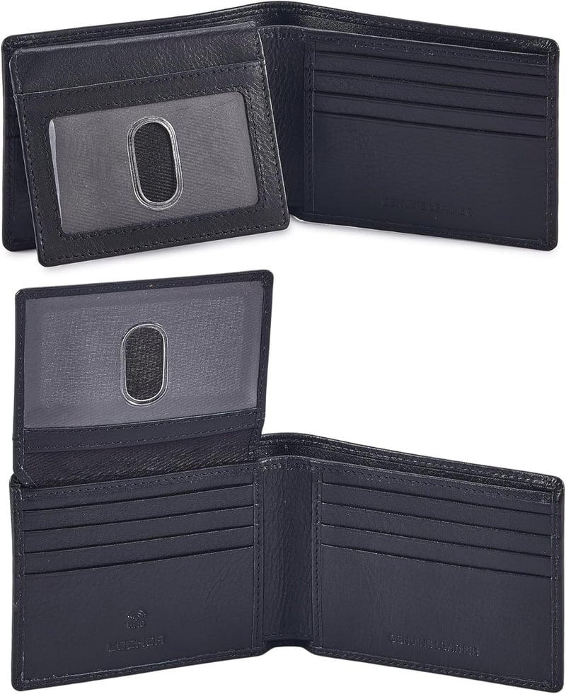 Men's RFID Blocking Real Leather Bifold Wallet with Gift Box
