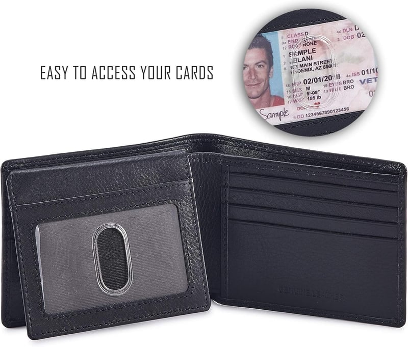 Men's RFID Blocking Real Leather Bifold Wallet with Gift Box