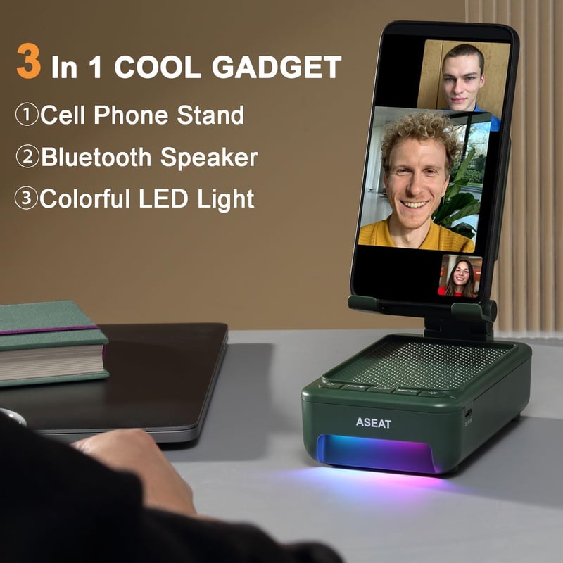 Bluetooth Speaker Phone Stand with Color-Changing LED Light