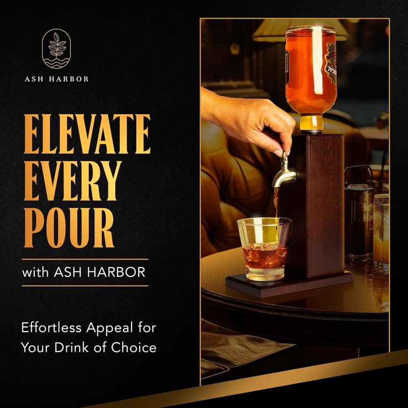 Wooden Whiskey Dispenser with Metal Valve for Home Bars