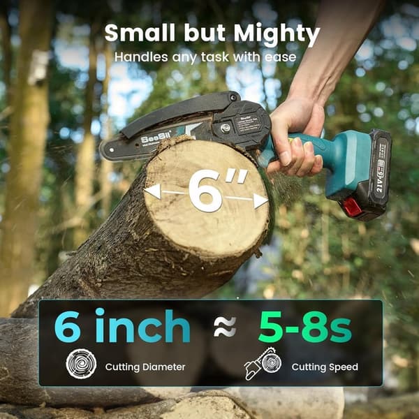 Cordless 6-Inch Mini Chainsaw for Tree Trimming & Wood Cutting