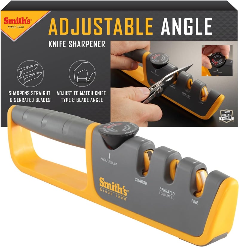 2-Stage Knife Sharpener for Hunting & Pocket Knives - Grey/Yellow
