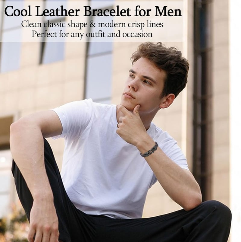 Cool Infinity Leather Bracelet for Him - Birthday Gift Idea