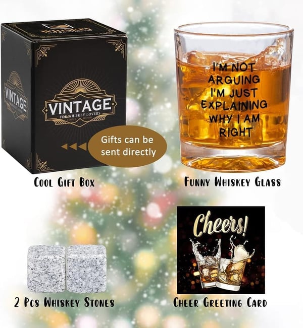 Funny Whiskey Glasses - Unique Alcohol Gift for Men