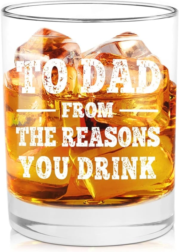 Whiskey Glass Gift for Dad - Fun Novelty Birthday Present