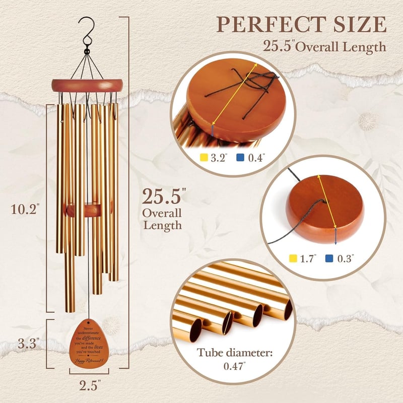 Happy Retirement Wind Chime Gift for Men and Women
