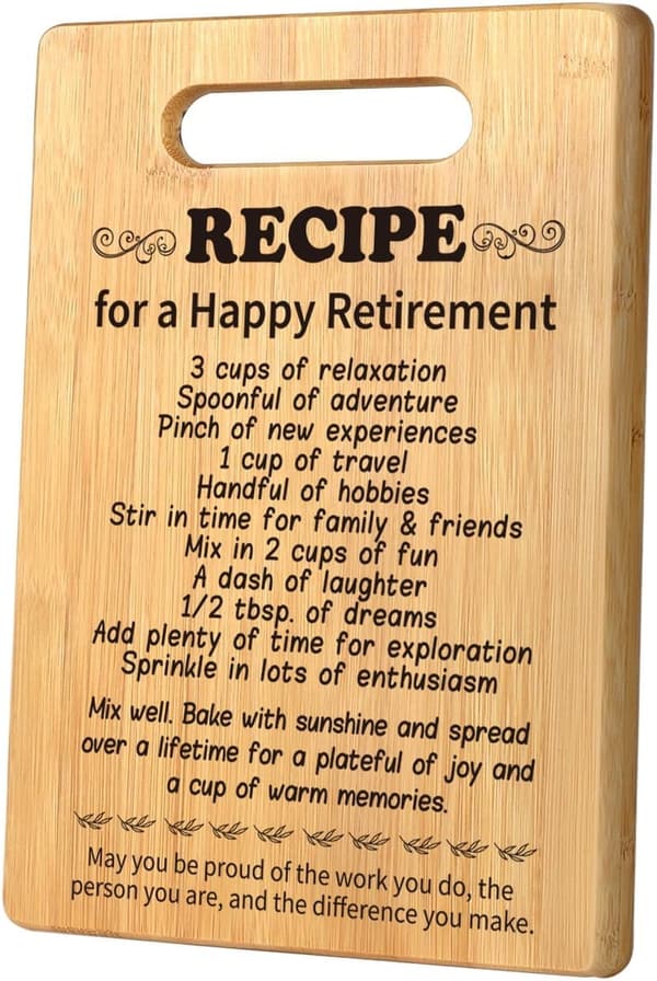Retirement Cutting Board Gift for Coworkers and Friends