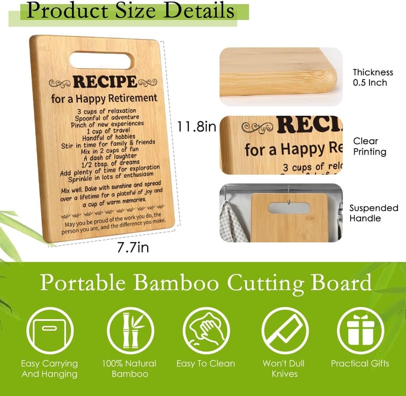 Retirement Cutting Board Gift for Coworkers and Friends