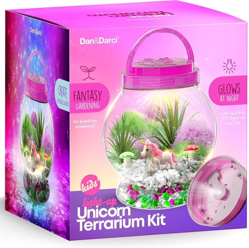 Light-Up Unicorn Terrarium Kit - Birthday Gift for Kids Ages 4-12