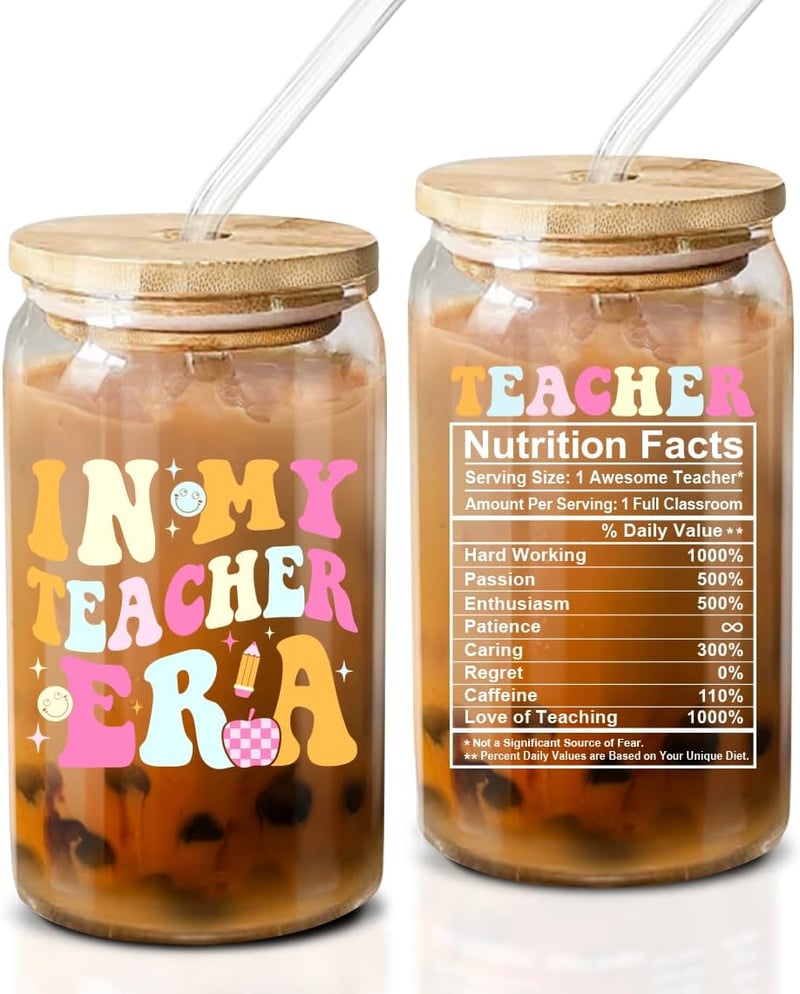 Teacher Appreciation Coffee Glass - 16 oz Gift for Women