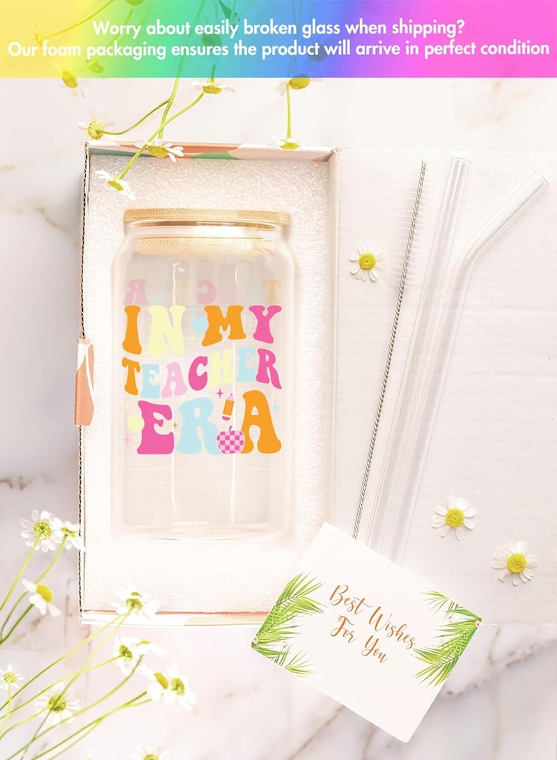Teacher Appreciation Coffee Glass - 16 oz Gift for Women