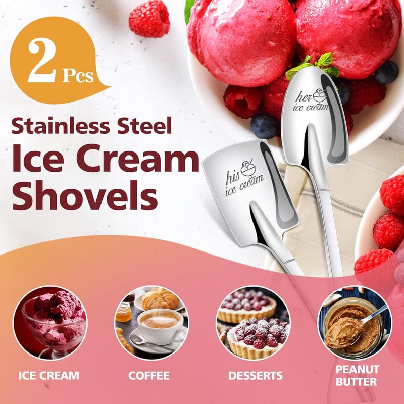 Couples Ice Cream Spoons Set - Gift for Anniversaries & Birthdays