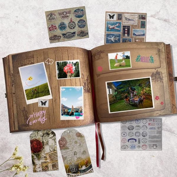 Adventure Book Travel Diary - Vintage Scrapbook & Photo Album