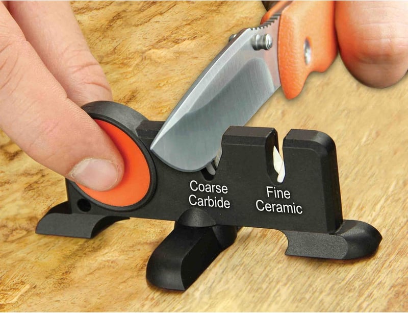 Portable 2-Stage Carbide/Ceramic Knife Sharpener for Outdoor Use