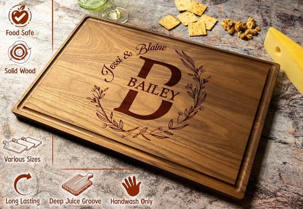 Personalized Engraved Wood Cutting Board for Couples