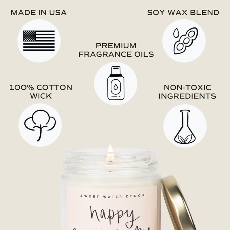 Happy Anniversary Scented Candle - 9oz Clear Jar, Made in USA