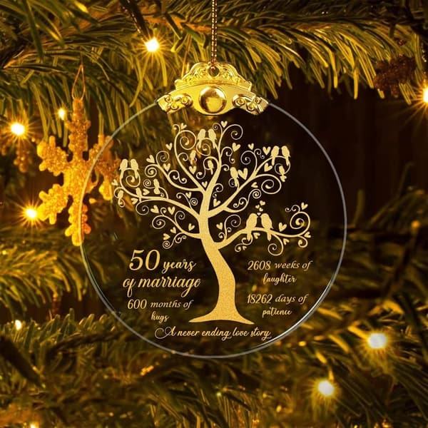 50th Anniversary Glass Ornament Gift for Couples