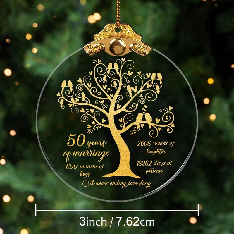 50th Anniversary Glass Ornament Gift for Couples