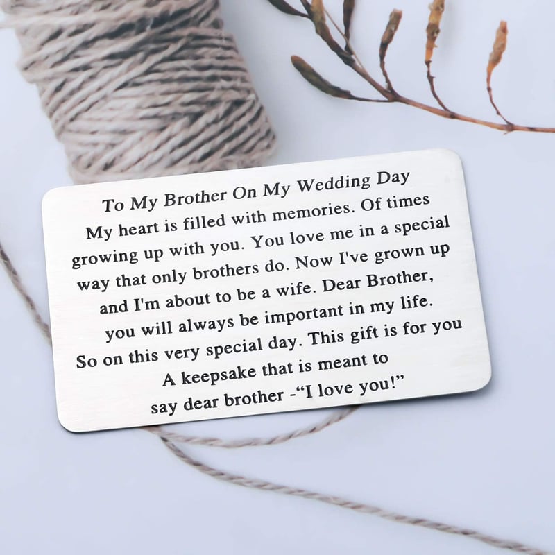 Brother Wallet Insert Card from Sister - Wedding Day Gift