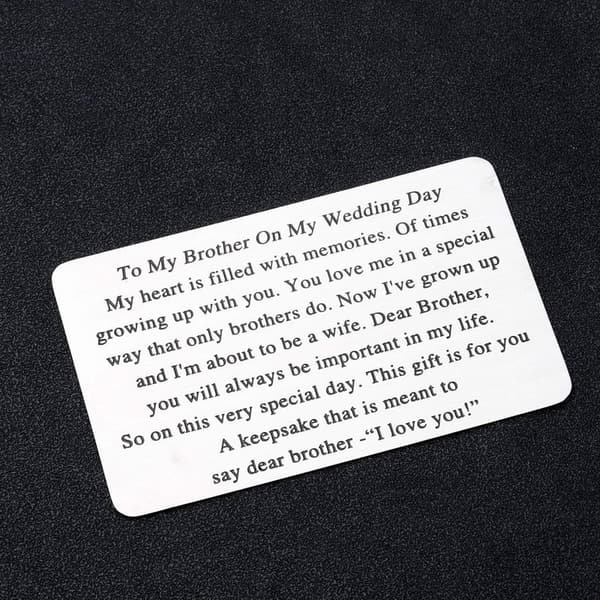 Brother Wallet Insert Card from Sister - Wedding Day Gift