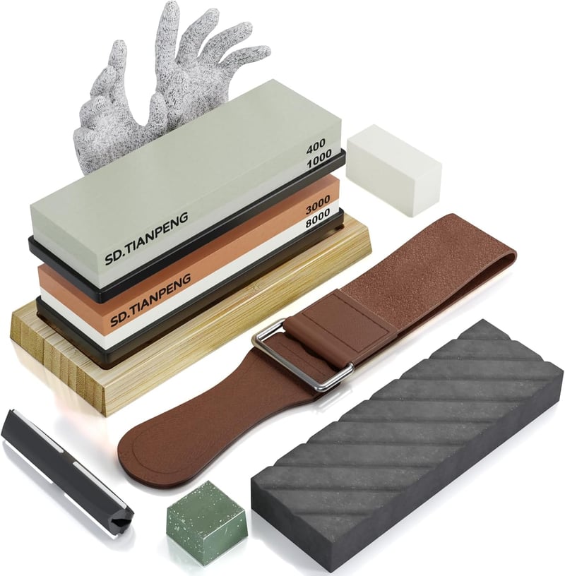 Dual Grit Knife Sharpening Stone Set - 400/1000 & 3000/8000