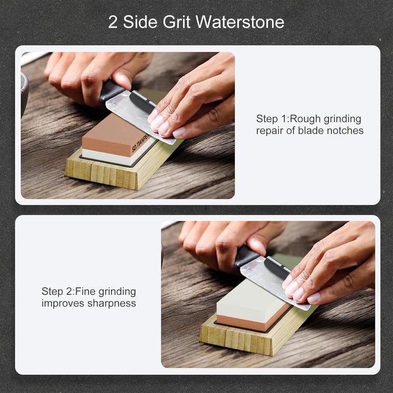 Dual Grit Knife Sharpening Stone Set - 400/1000 & 3000/8000