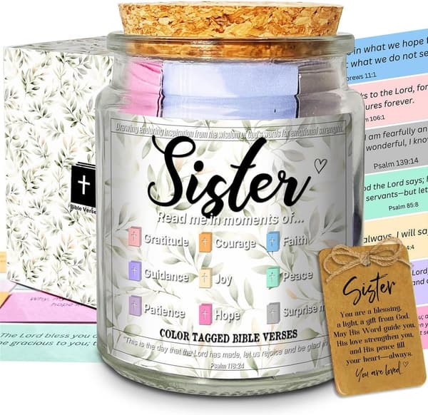 Sister Birthday Gift - Inspirational Bible Verse Jar for Women