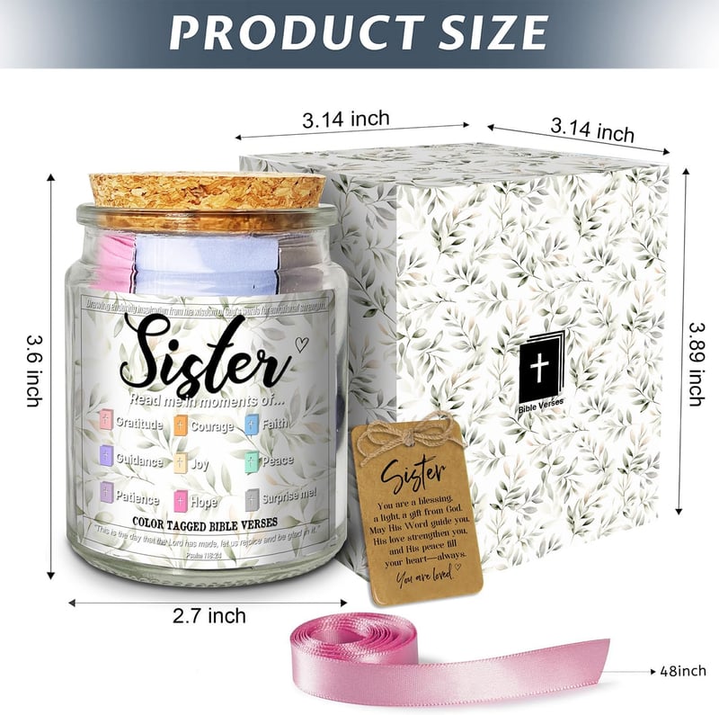 Sister Birthday Gift - Inspirational Bible Verse Jar for Women