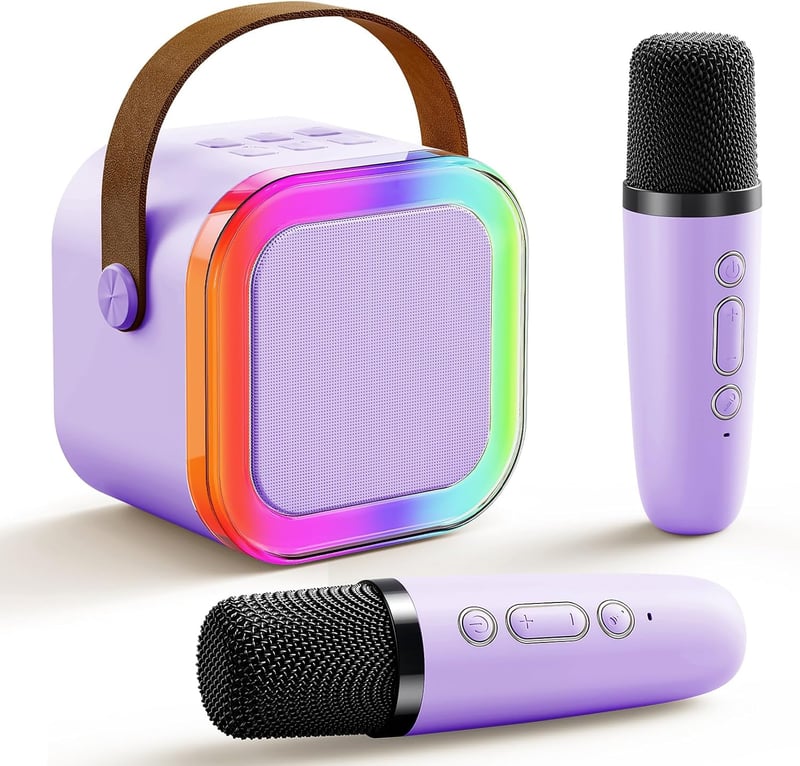 Bluetooth Karaoke Machine with 2 Wireless Microphones for Kids
