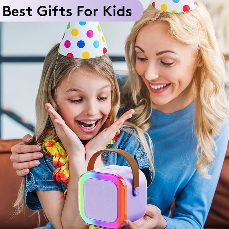 Bluetooth Karaoke Machine with 2 Wireless Microphones for Kids