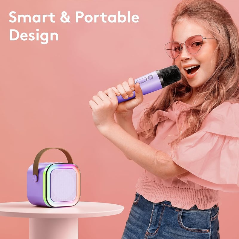 Bluetooth Karaoke Machine with 2 Wireless Microphones for Kids