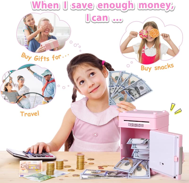 Girls' Electronic Piggy Bank ATM - Birthday Gift for 5-10 Years