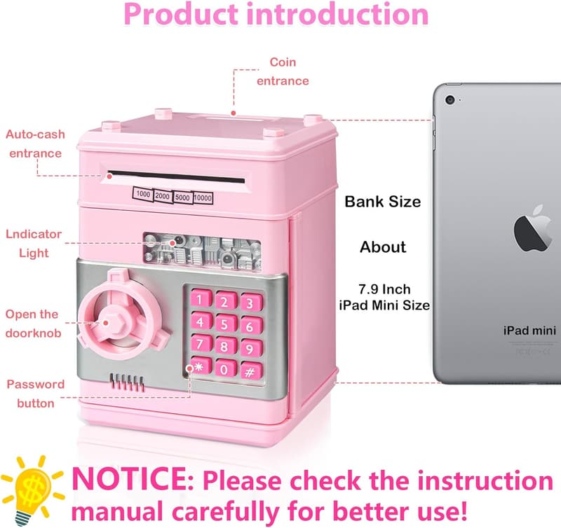 Girls' Electronic Piggy Bank ATM - Birthday Gift for 5-10 Years