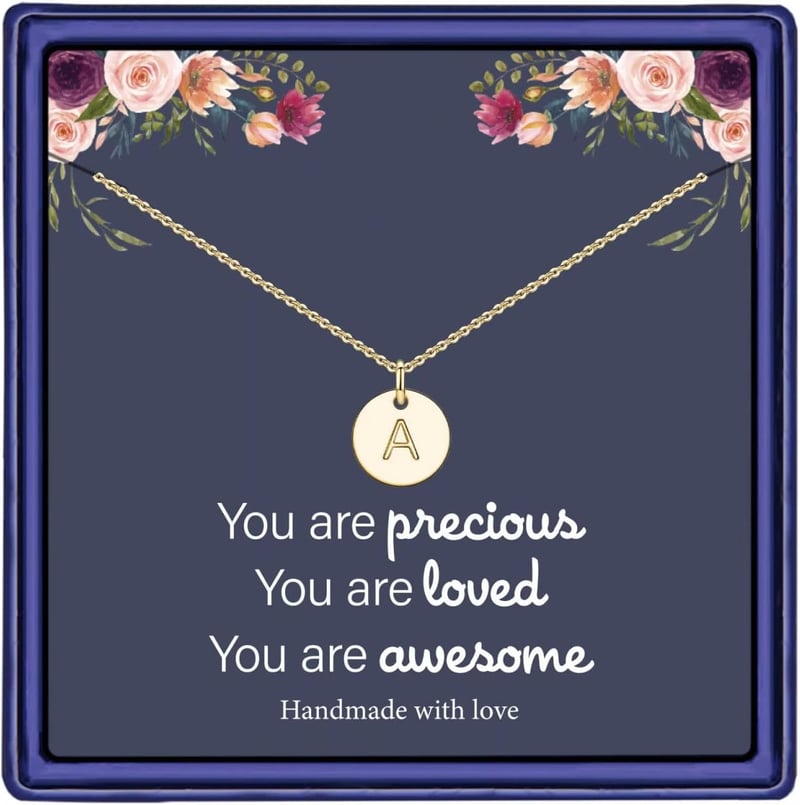 Kindergarten Graduation Disc Initial Necklace for Girls