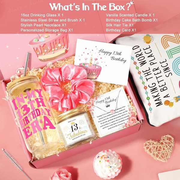 13th Birthday Gift Set for Girls with 13 Unique Presents