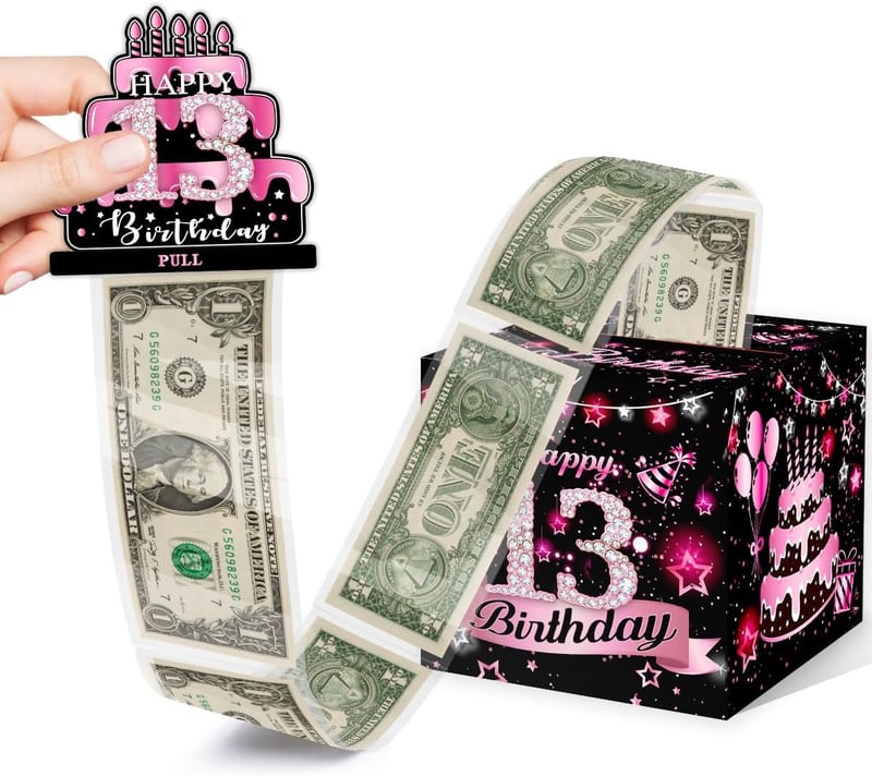13th Birthday Cash Gift Surprise Box for Kids - Pink Decor