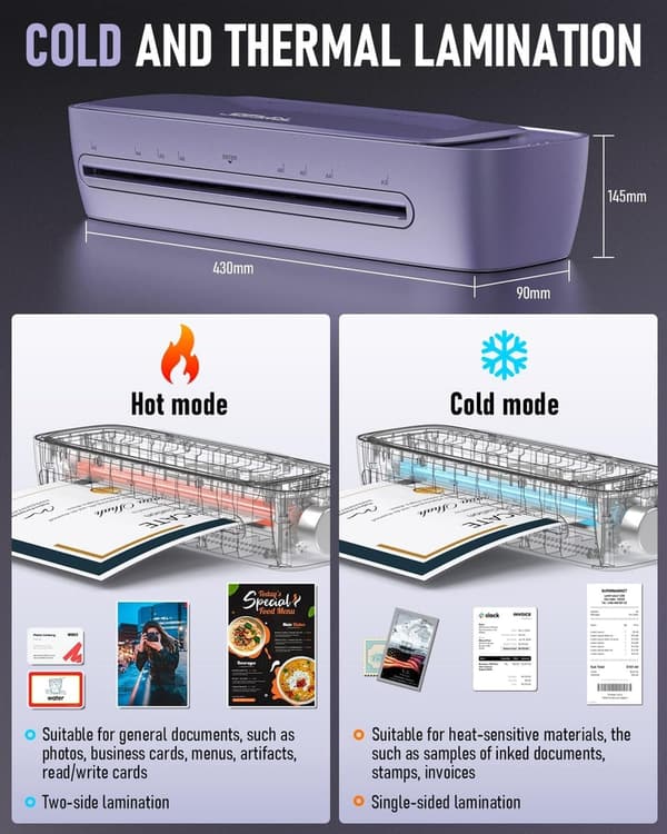 Thermal Laminator Machine 13” A3 with 30 Sheets for Home Office