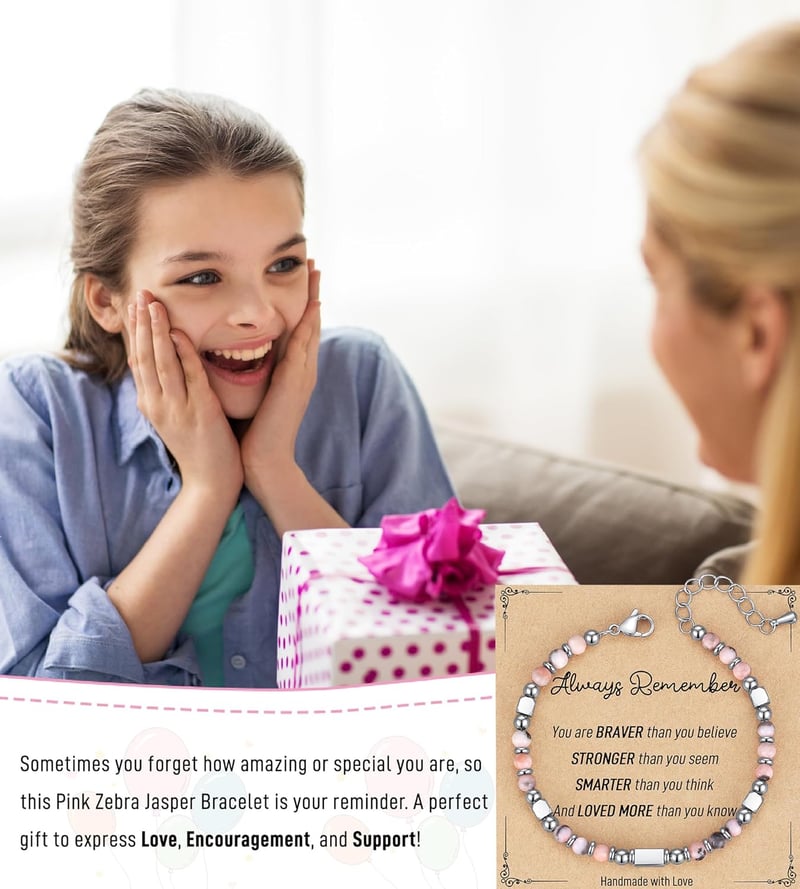 Graduation Gift for Her: Tiny Gemstone Beaded Bracelet with Card