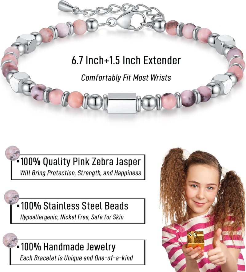Graduation Gift for Her: Tiny Gemstone Beaded Bracelet with Card