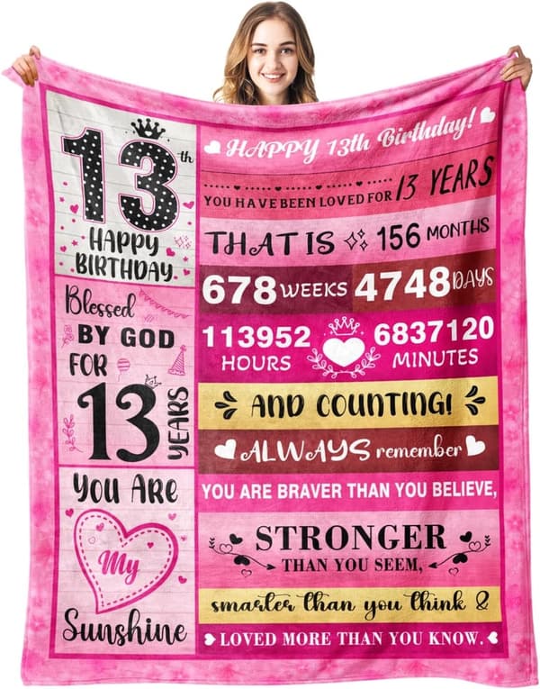 13th Birthday Gift - Cozy Blanket for Teen Girls 50