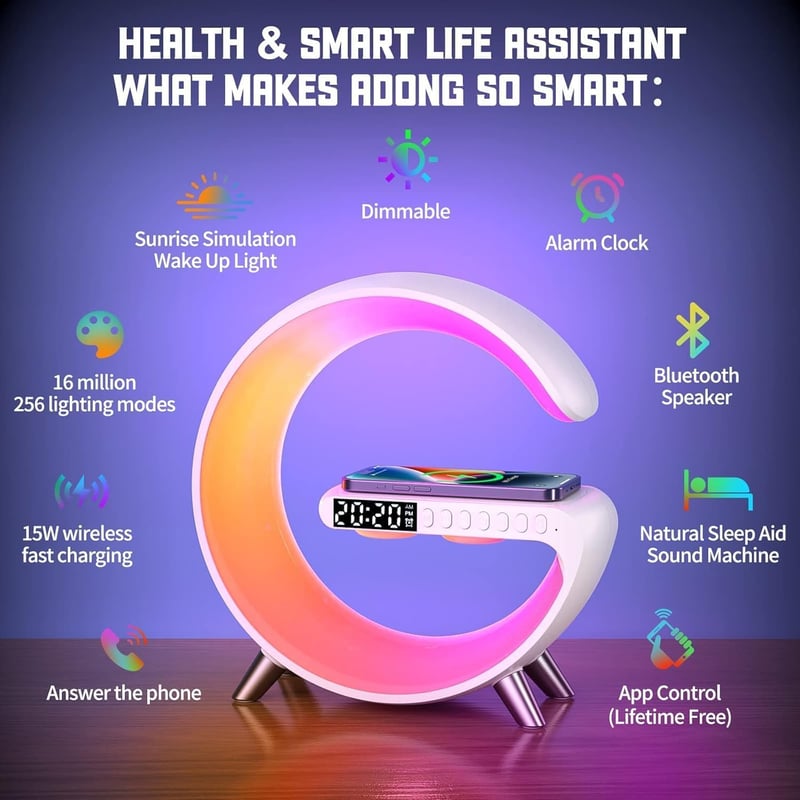 4-in-1 Smart LED Table Lamp with Wireless Charger and Bluetooth Speaker
