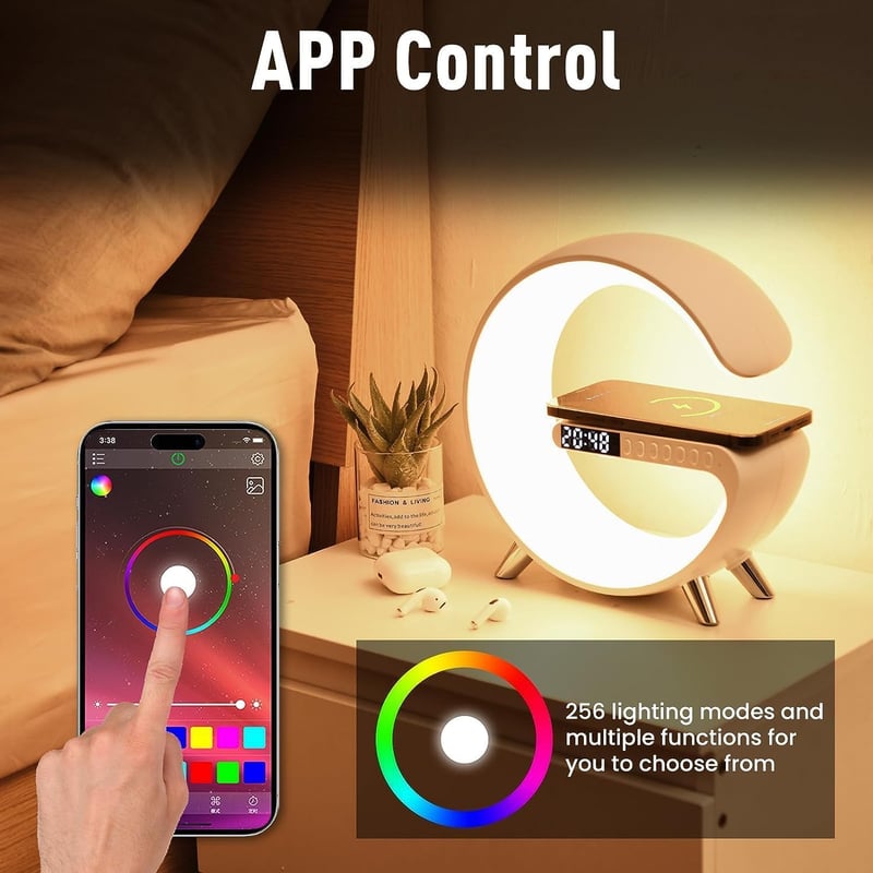 4-in-1 Smart LED Table Lamp with Wireless Charger and Bluetooth Speaker