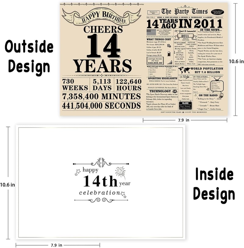 14th Birthday Card for Teens - Funny Gift for Boys & Girls
