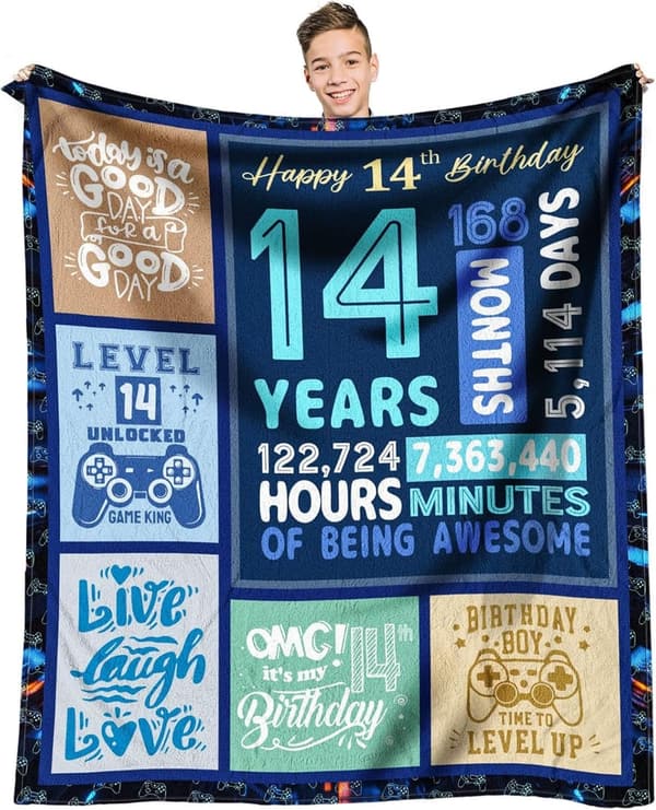 14th Birthday Gifts - 60x50 Inch Throw Blanket for Boys