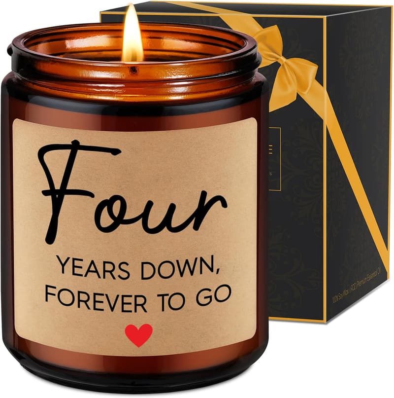 4th Anniversary Candle Gift for Couples
